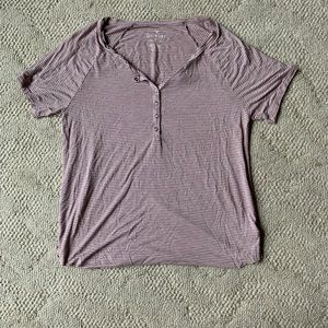 American Eagle Striped Half Button Up